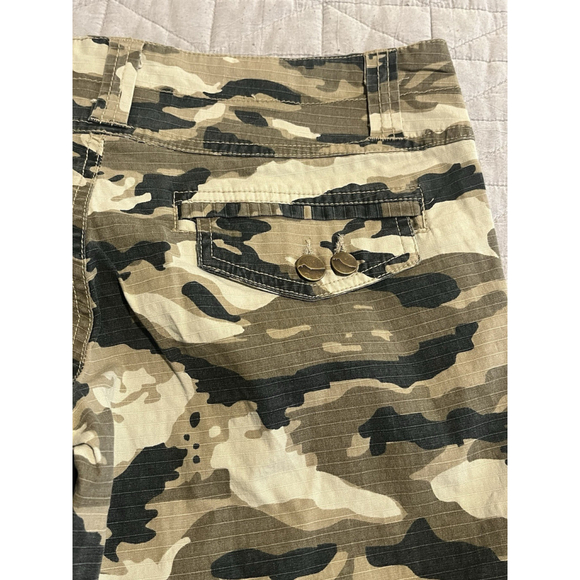 Nori Bermuda Tactical Shorts Womens Juniors Size 3 Brown Black Camo Stretch - Picture 7 of 8